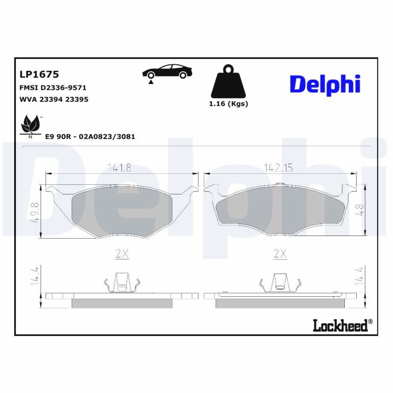 DELPHI LP1675 Brake pad set, disc brake