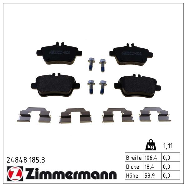 ZIMMERMANN 24848.185.3 Brake pad set, disc brake