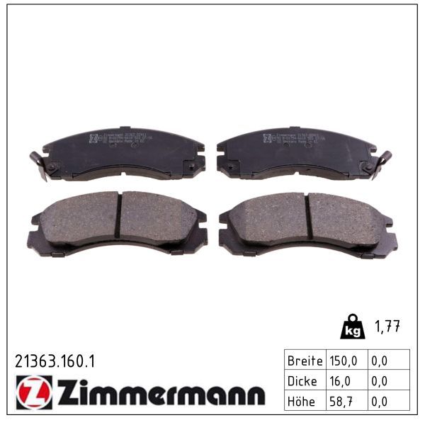 ZIMMERMANN 21363.160.1 Brake pad set, disc brake