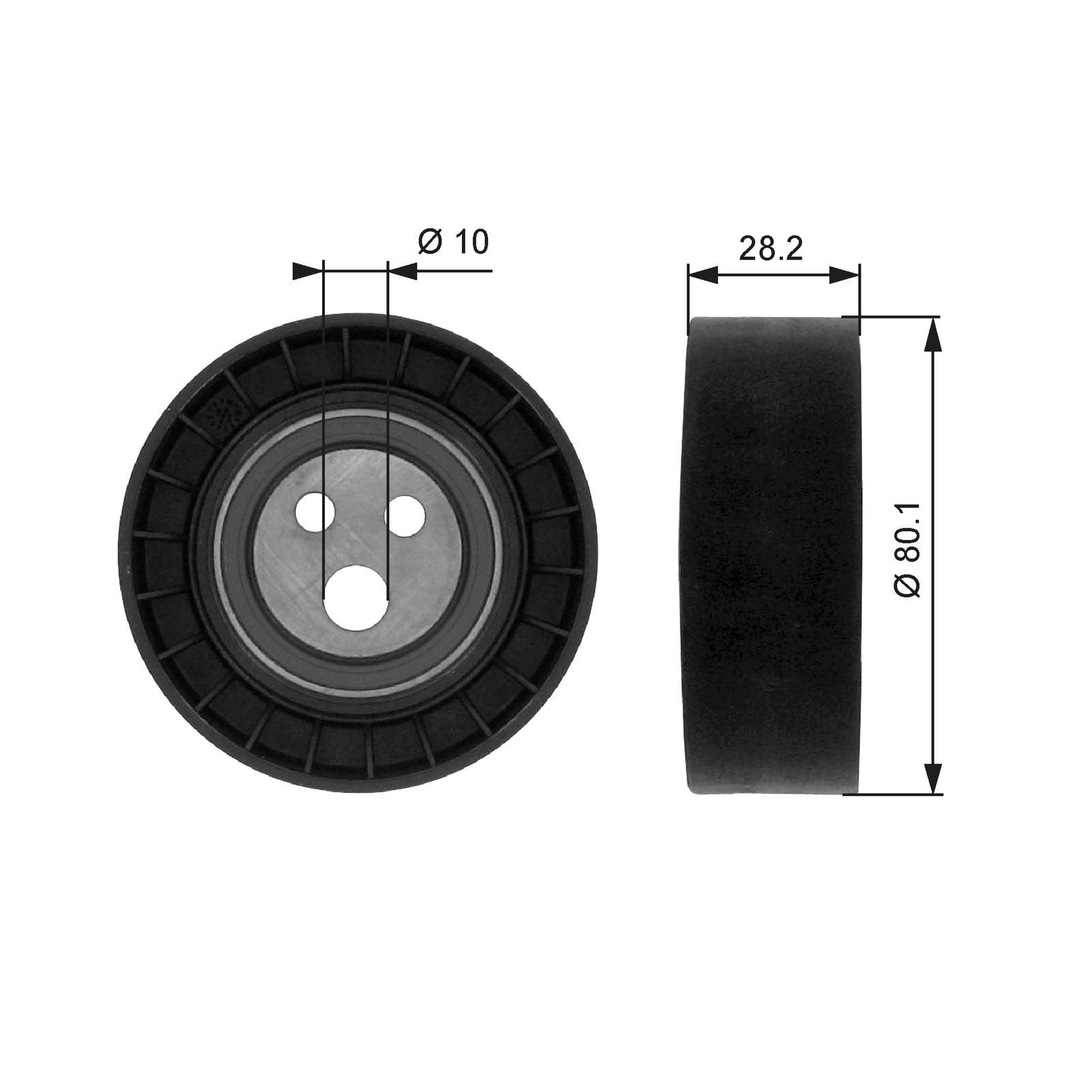 Deflection/Guide Pulley, V-ribbed belt