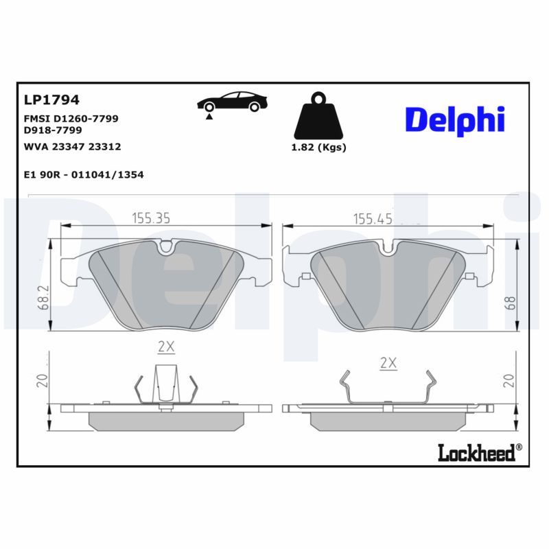 DELPHI LP1794 Brake pad set, disc brake