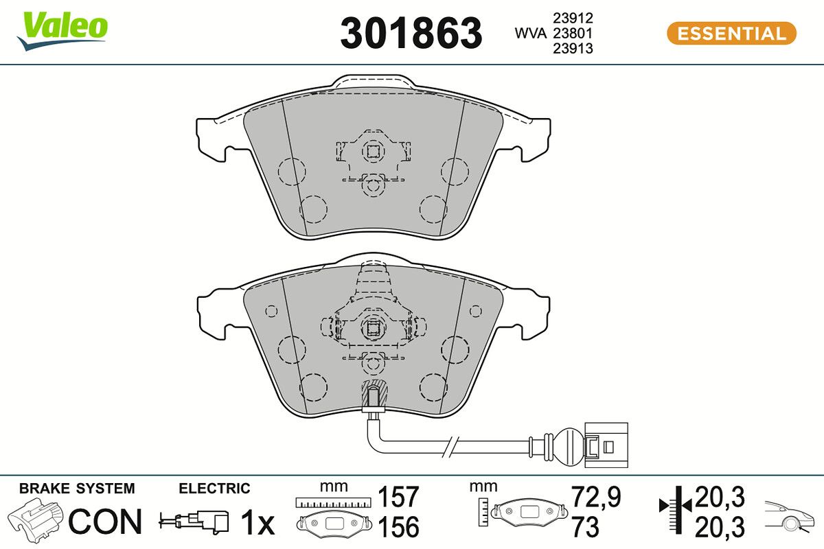 VALEO 301863 Brake pad set, disc brake