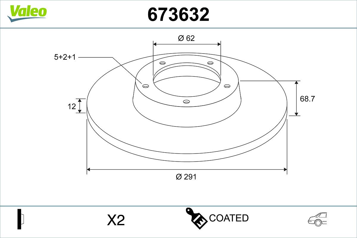 VALEO 673632 Brake disc