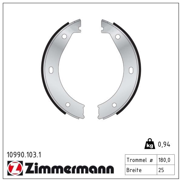 ZIMMERMANN 10990.103.1 Brake shoe set, parking brake