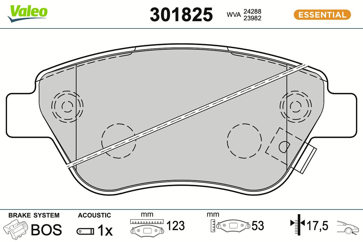 VALEO 301825 Brake pad set, disc brake