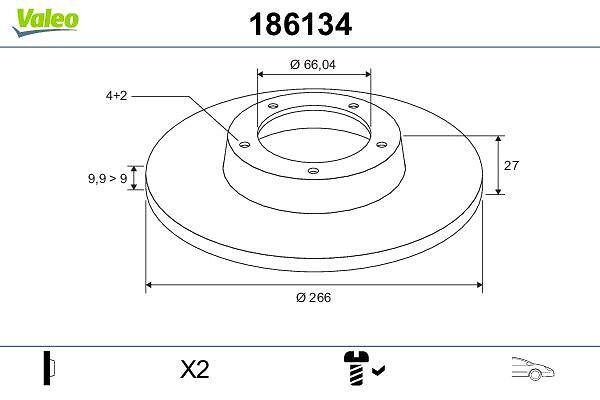 VALEO 186134 Brake disc