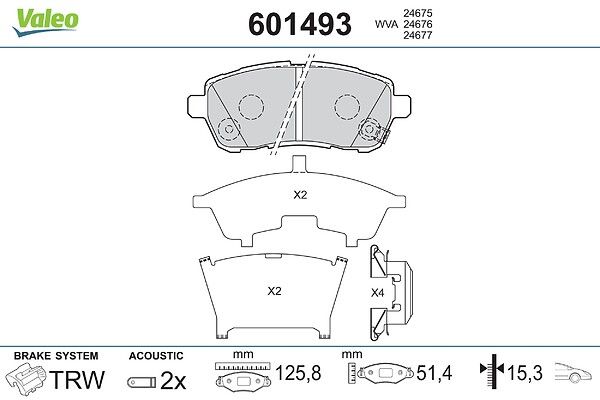 VALEO 601493 Brake pad set, disc brake