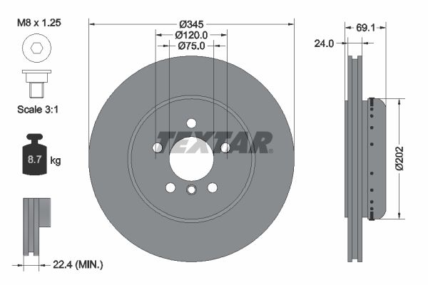 TEXTAR 92253925 Brake disc