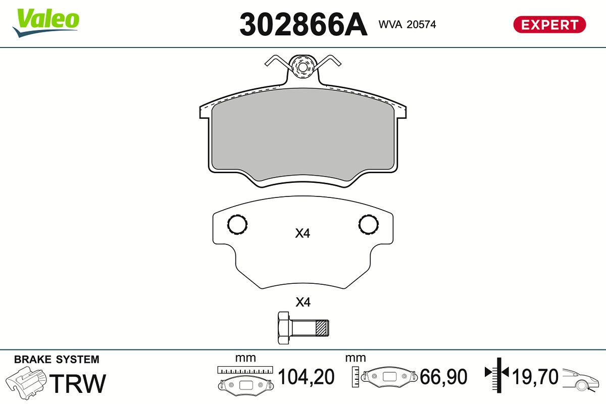 VALEO 302866A Brake pad set, disc brake