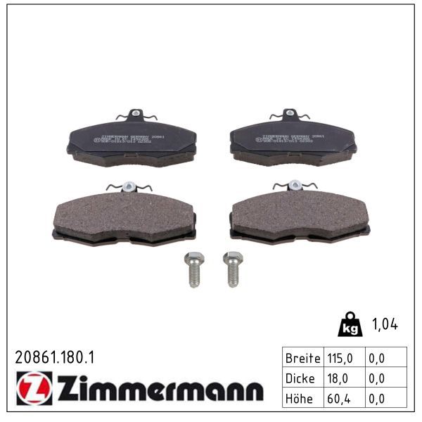ZIMMERMANN 20861.180.1 Brake pad set, disc brake