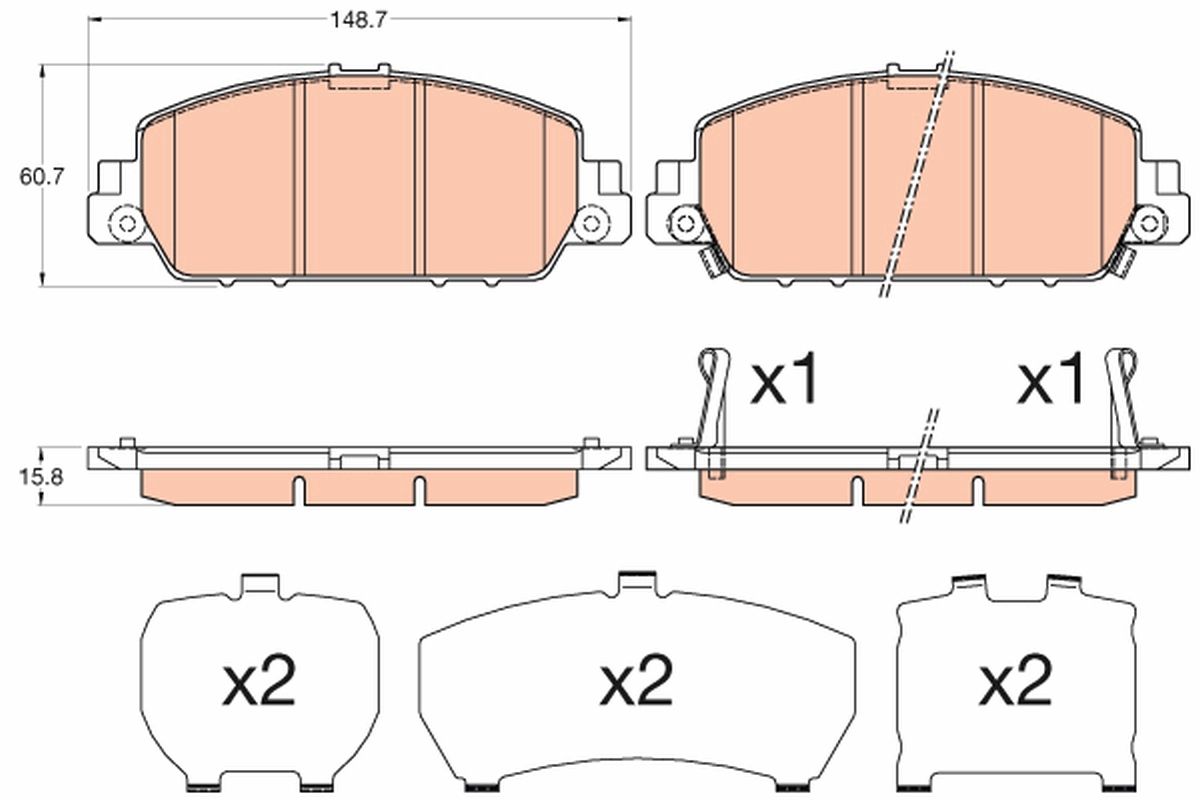 TRW GDB3615 Brake pad set, disc brake