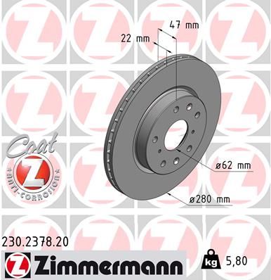 ZIMMERMANN 230.2378.20 Brake disc