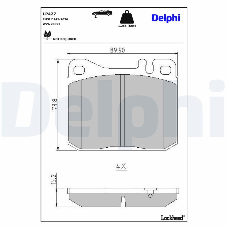 DELPHI LP427 Stabdžių trinkelių rinkinys, diskinis stabdys