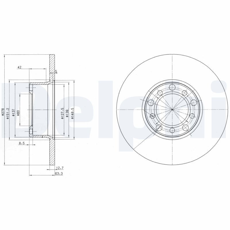 DELPHI BG2259 Brake disc
