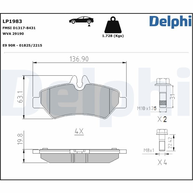 DELPHI LP1983 Brake pad set, disc brake