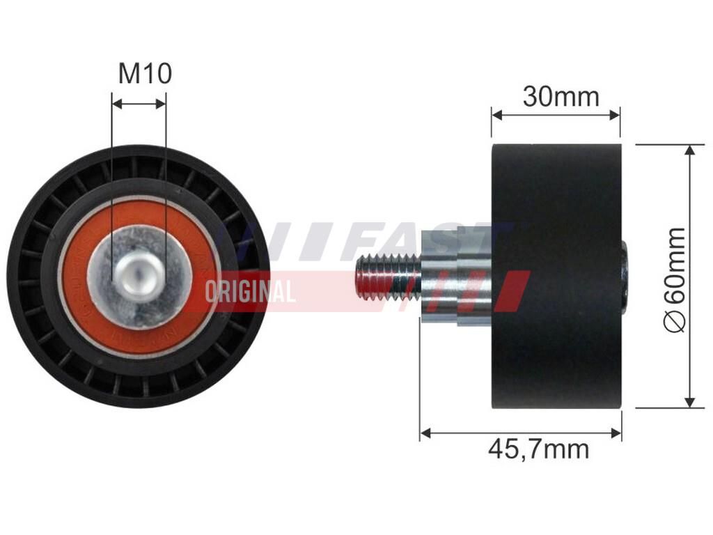 FAST FT44566 Tensioner pulley, v-ribbed belt