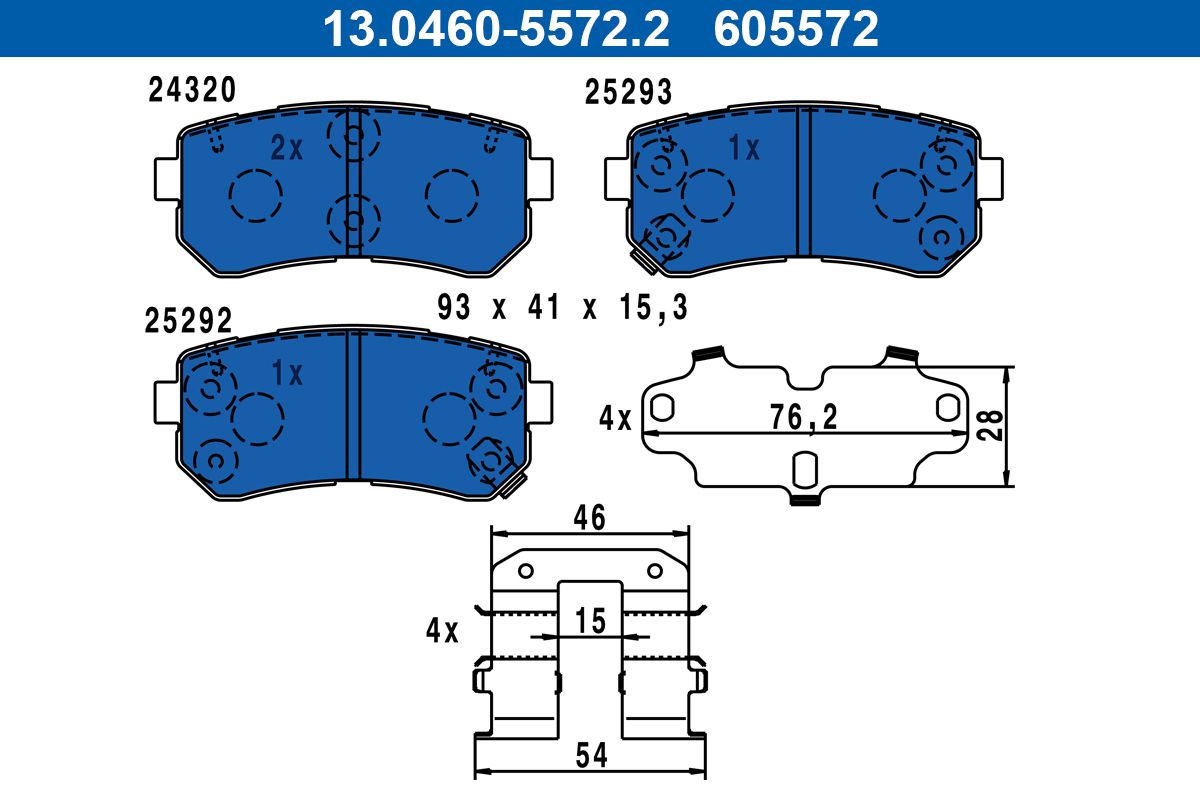 ATE 13.0460-5572.2 Brake pad set, disc brake