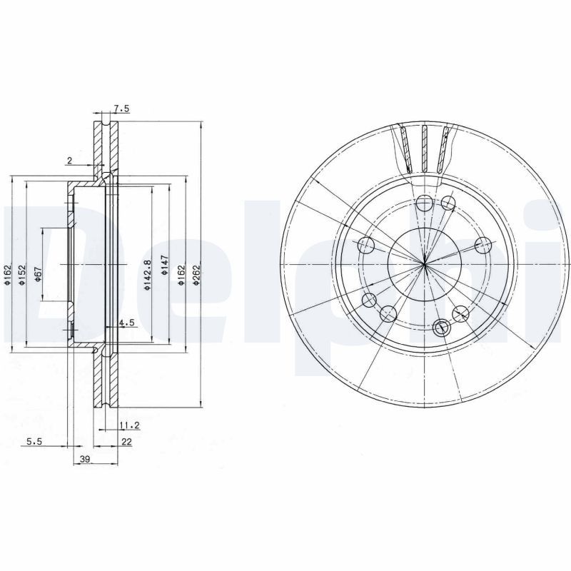 DELPHI BG2397 Brake disc