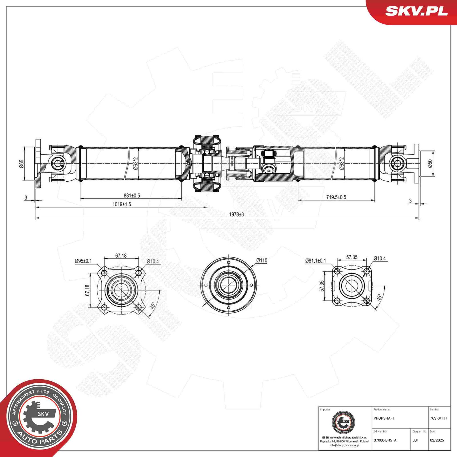 ESEN SKV 76SKV117 Drive shaft