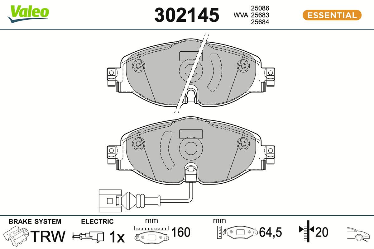 VALEO 302145 Brake pad set, disc brake