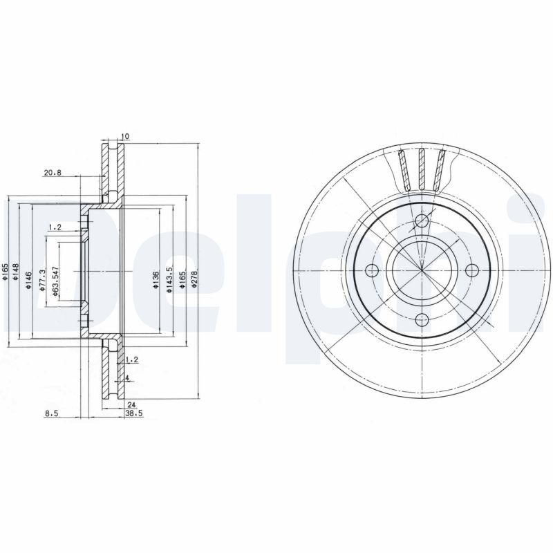 DELPHI BG3056 Brake disc
