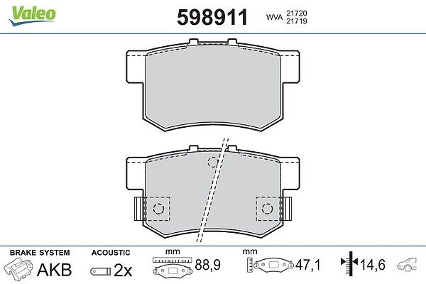 VALEO 598911 Brake pad set, disc brake