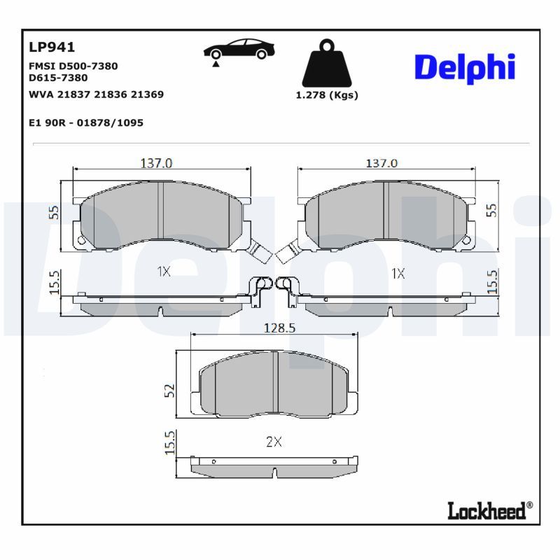 DELPHI LP941 Brake pad set, disc brake