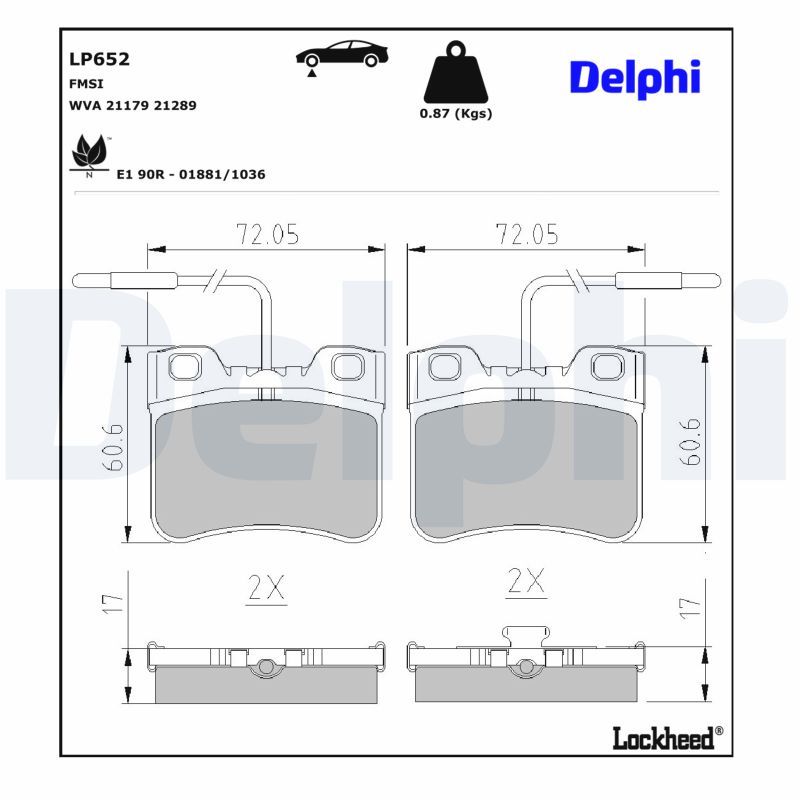 DELPHI LP652 Brake pad set, disc brake