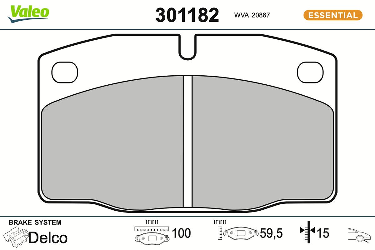 VALEO 301182 Brake pad set, disc brake