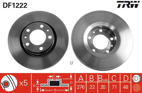 TRW DF1222 Brake disc