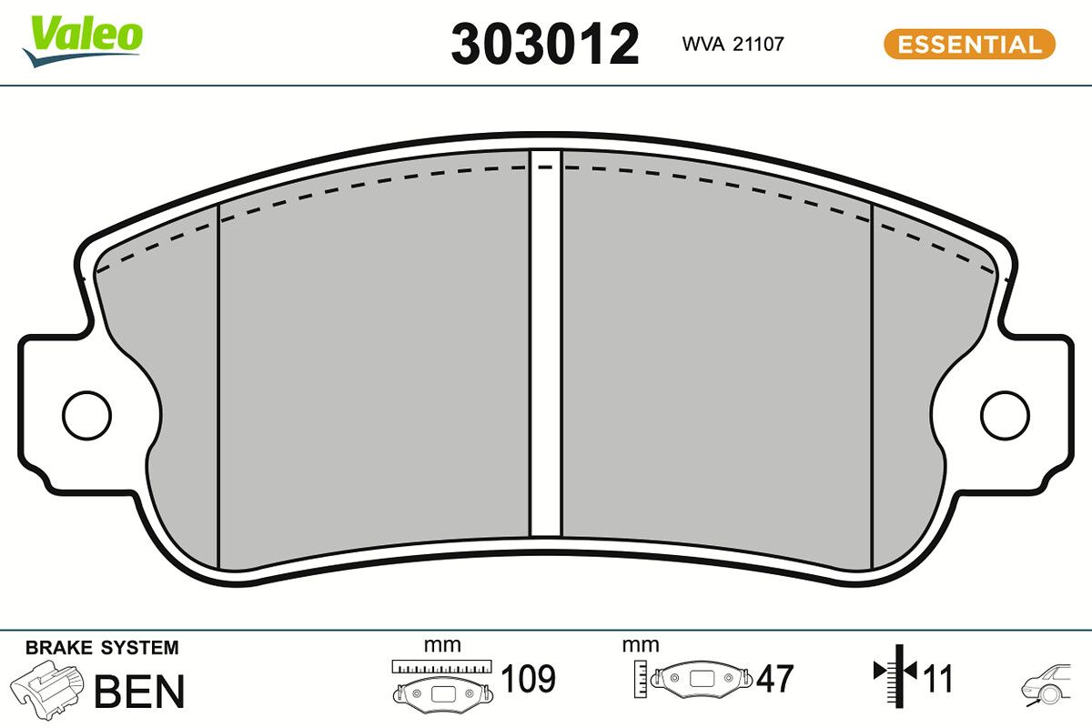 VALEO 303012 Brake pad set, disc brake