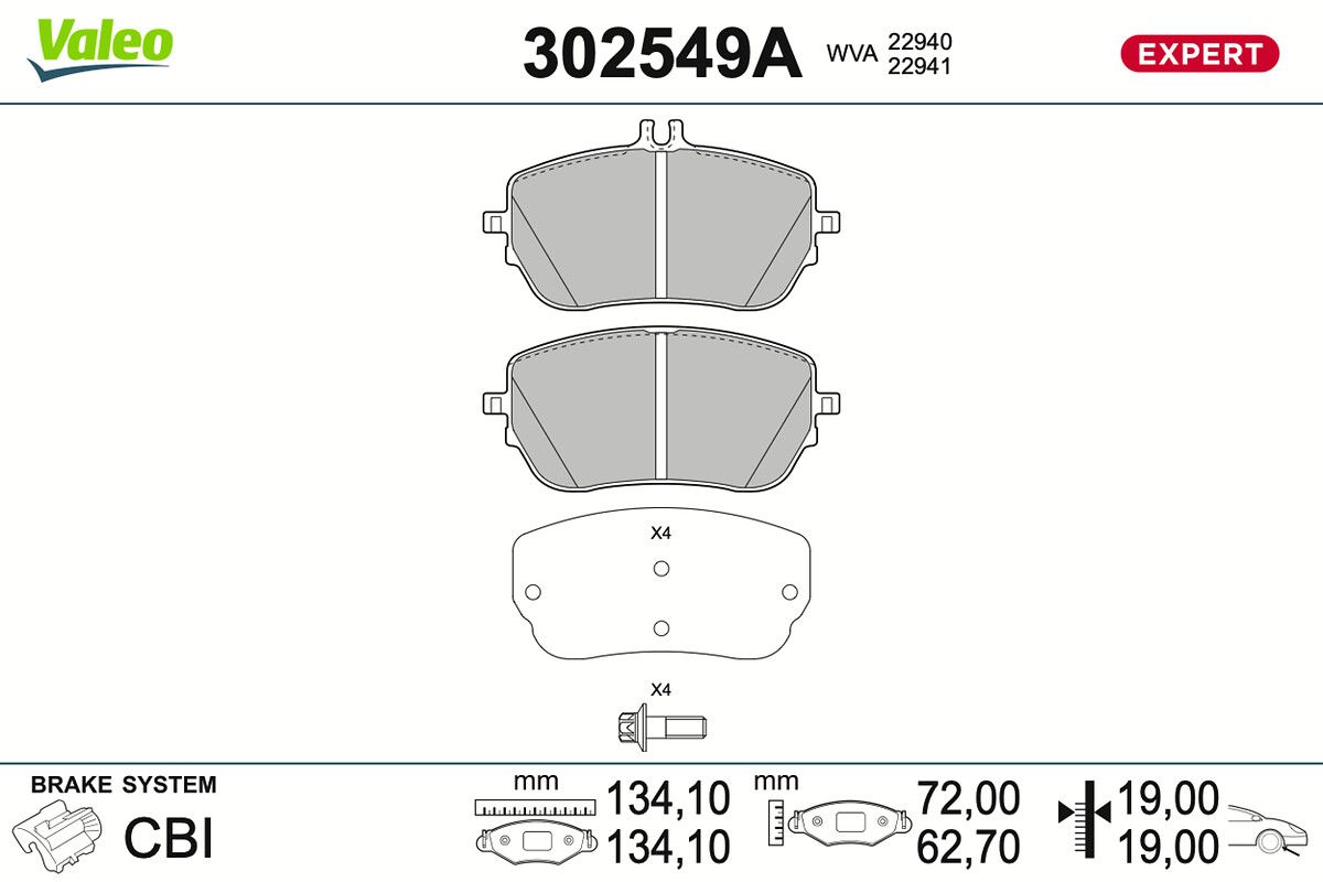 VALEO 302549A Brake pad set, disc brake