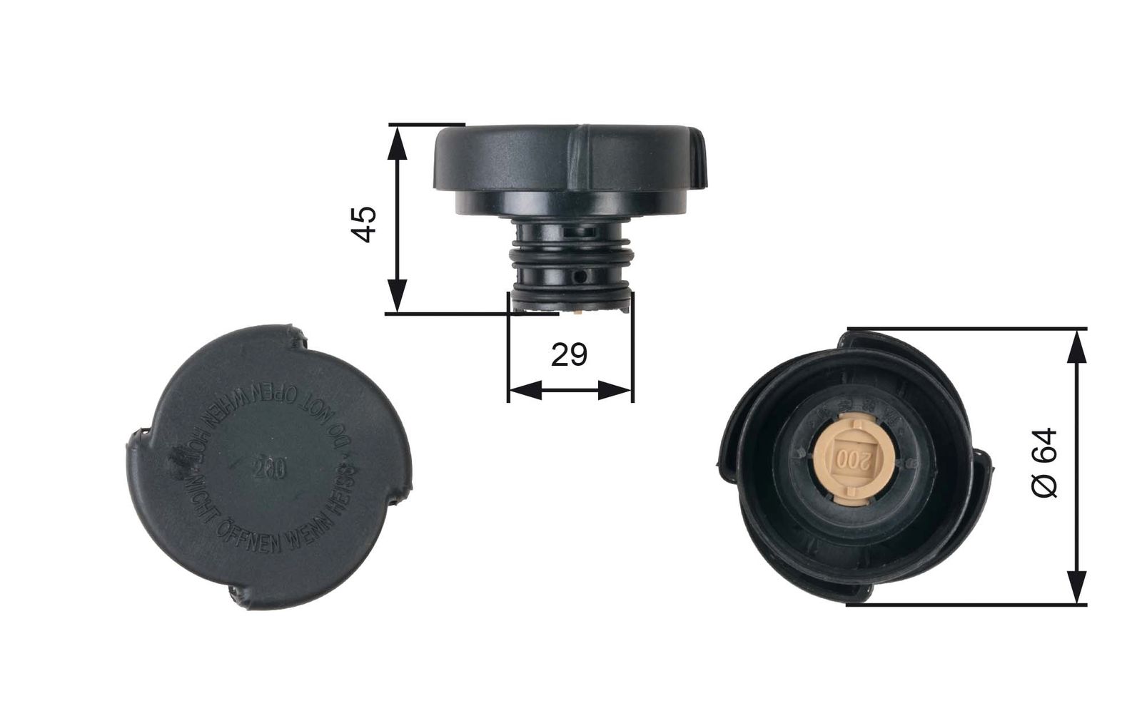 GATES RC204 Cap, coolant tank
