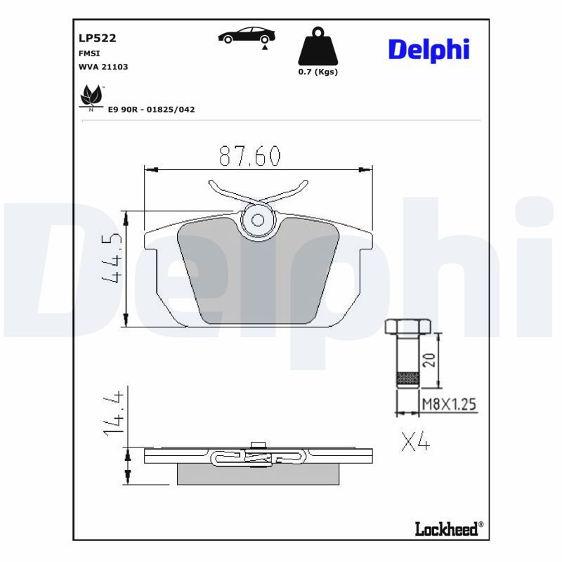 DELPHI LP522 Brake pad set, disc brake
