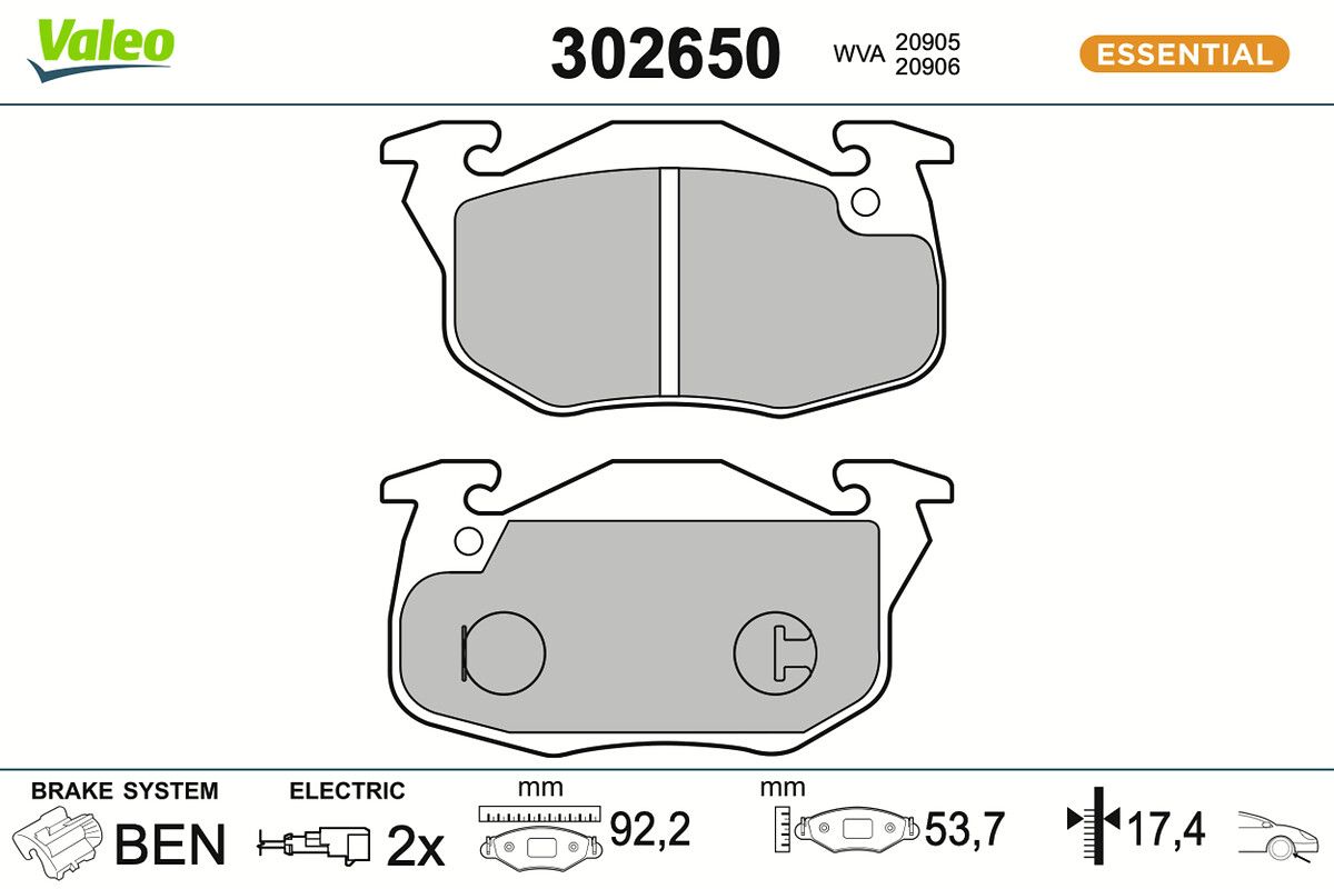 VALEO 302650 Brake pad set, disc brake