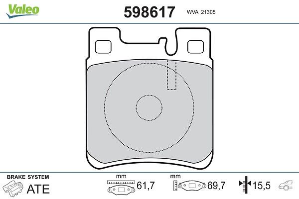 VALEO 598617 Brake pad set, disc brake