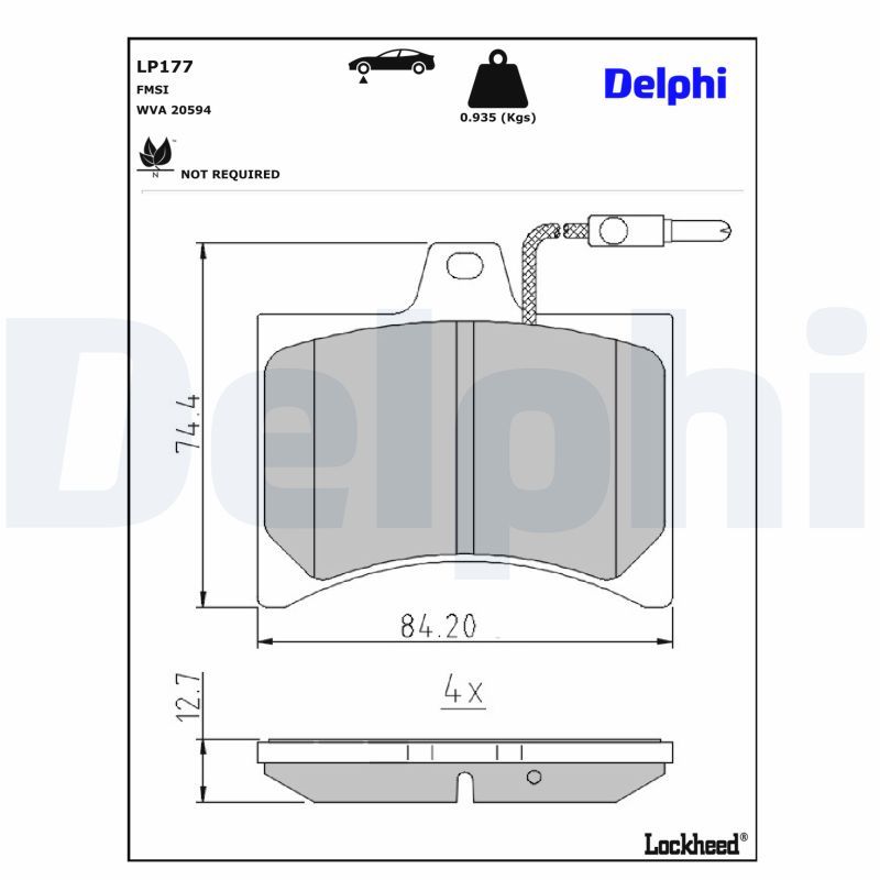DELPHI LP177 Brake pad set, disc brake