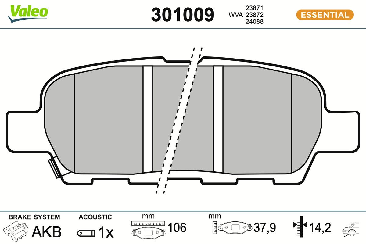 VALEO 301009 Brake pad set, disc brake