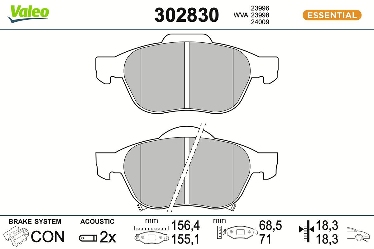 VALEO 302830 Brake pad set, disc brake
