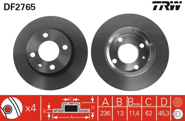 TRW DF2765 Brake disc