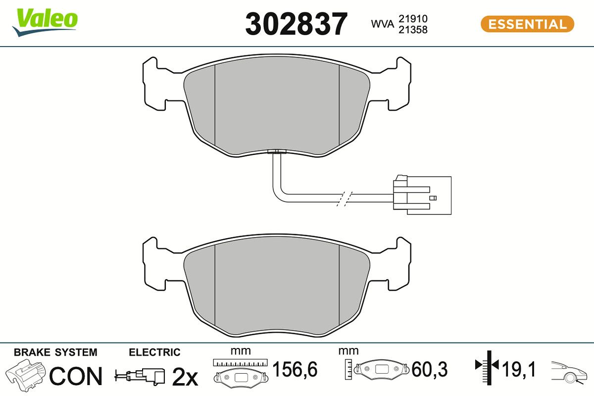 VALEO 302837 Brake pad set, disc brake