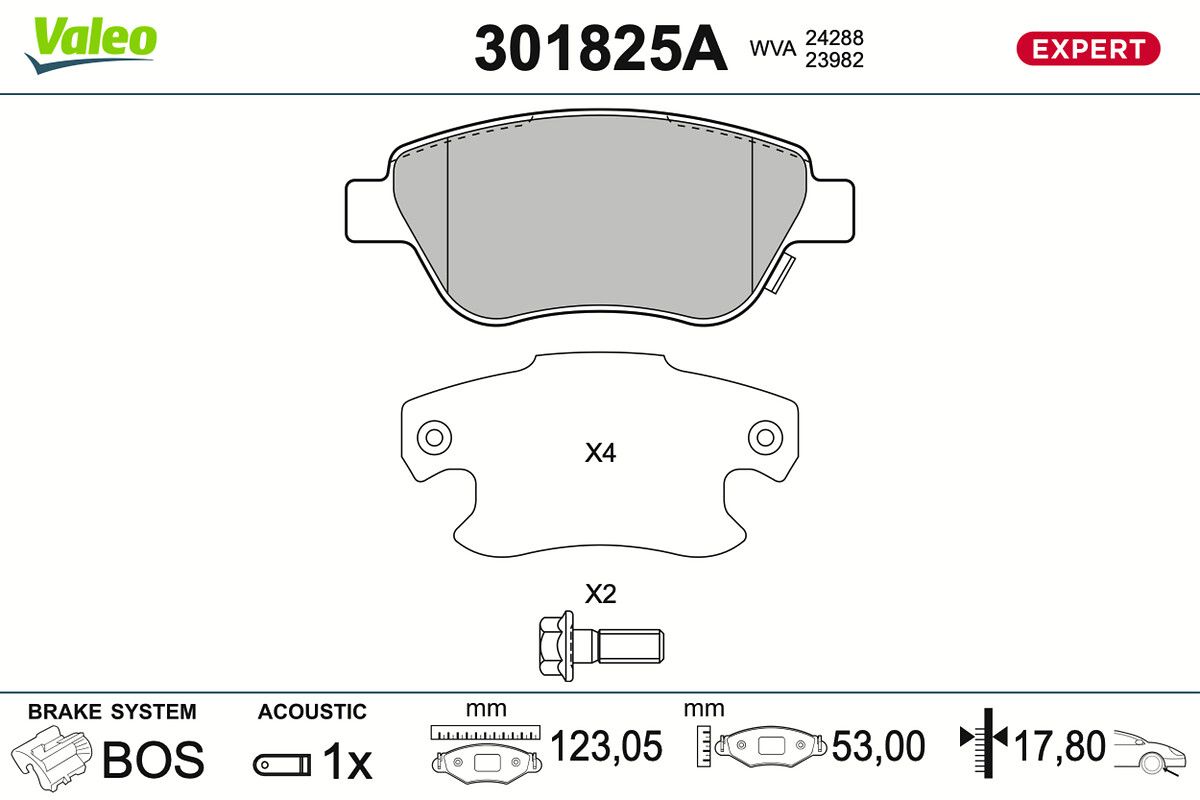 VALEO 301825A Brake pad set, disc brake