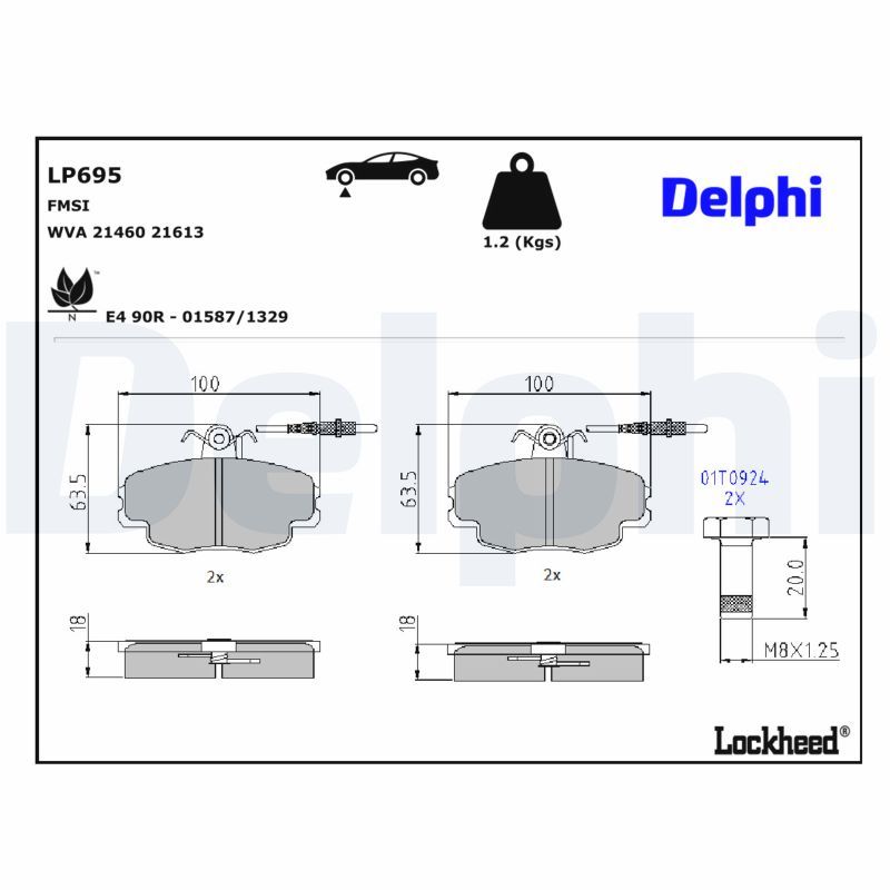 DELPHI LP695 Brake pad set, disc brake