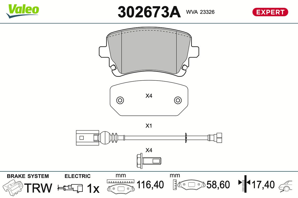 VALEO 302673A Brake pad set, disc brake