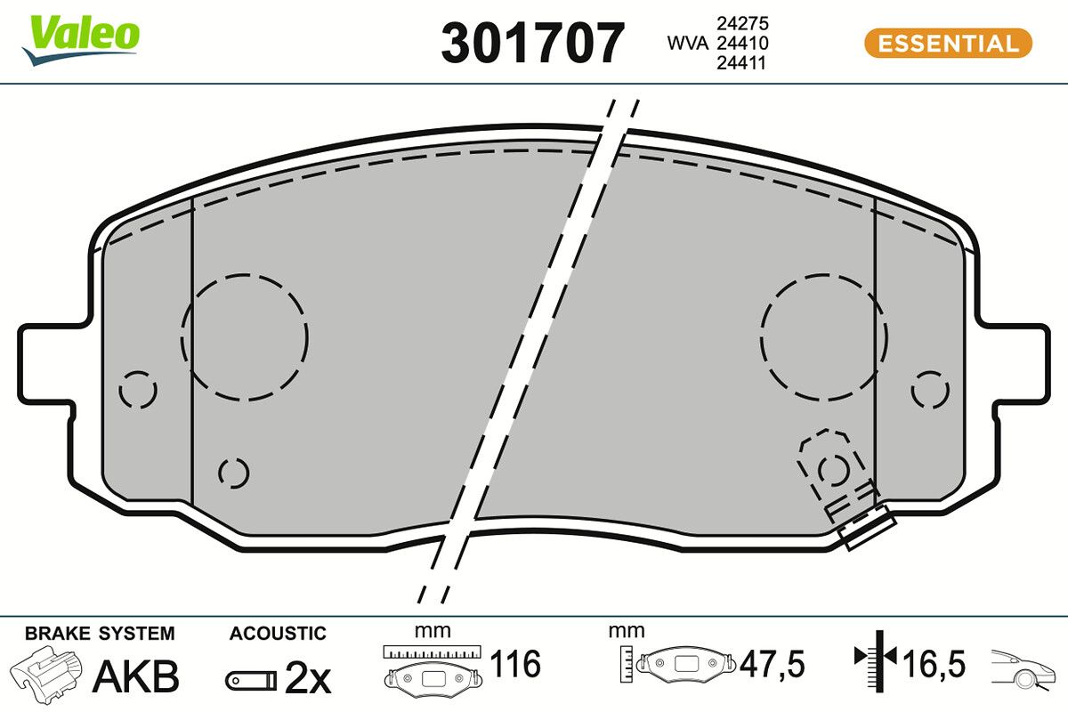 VALEO 301707 Brake pad set, disc brake
