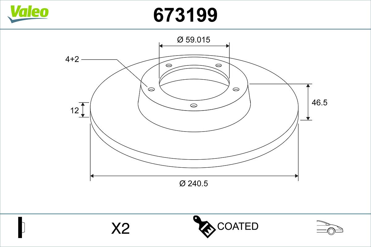 VALEO 673199 Brake disc