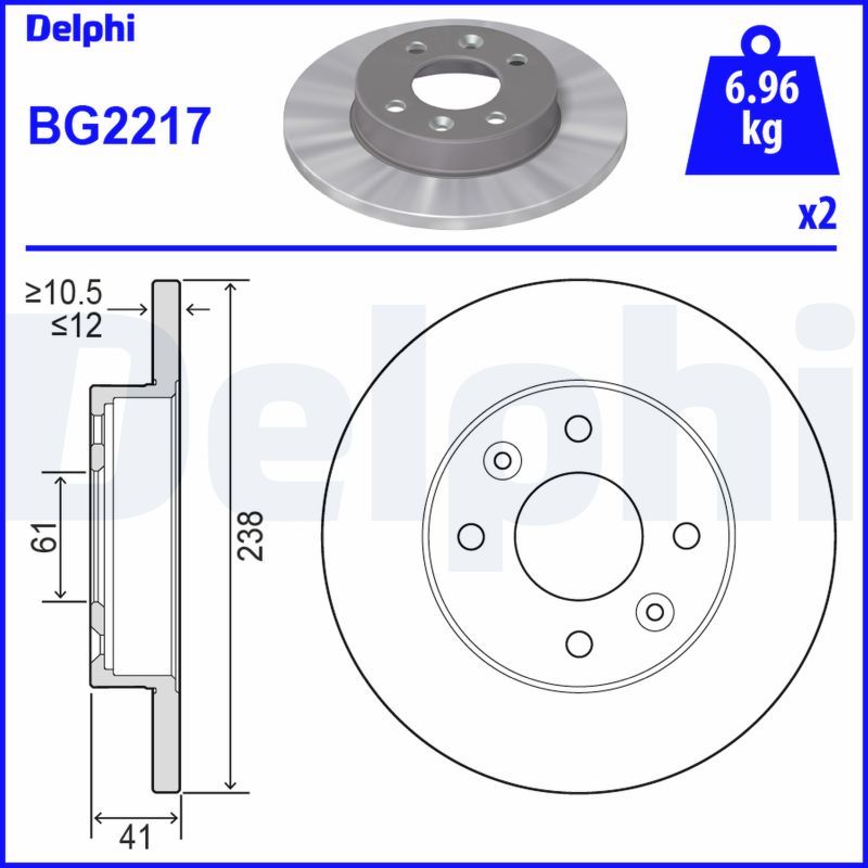 DELPHI BG2217 Brake disc