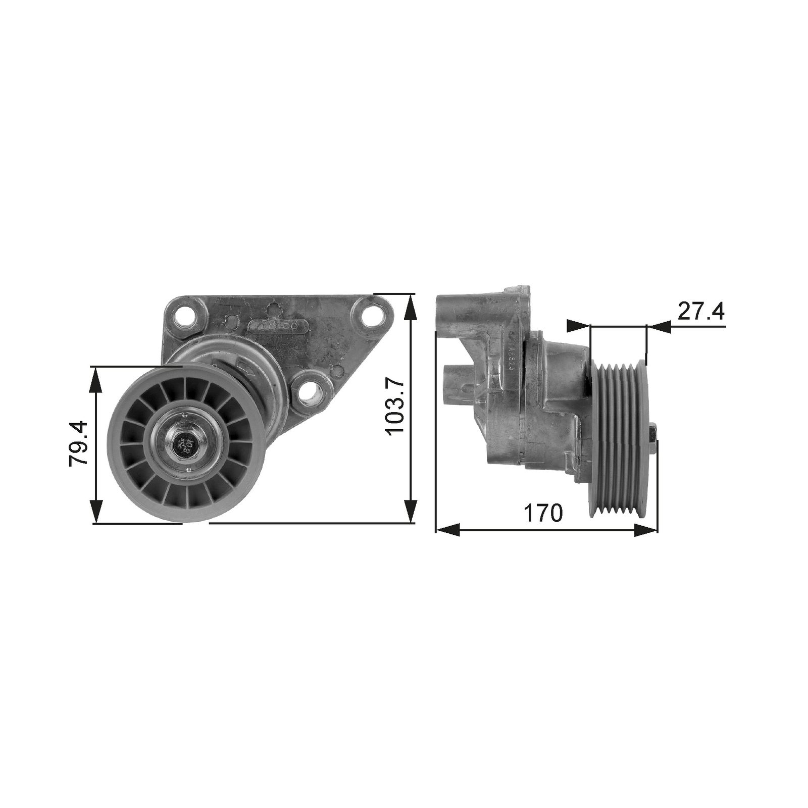 GATES T38158 Belt tensioner, v-ribbed belt