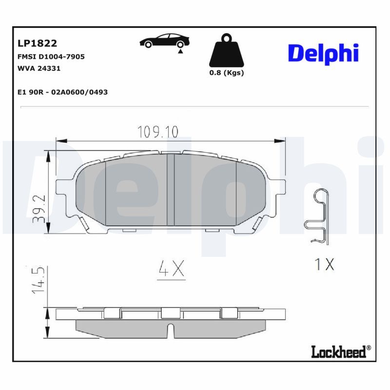DELPHI LP1822 Brake pad set, disc brake