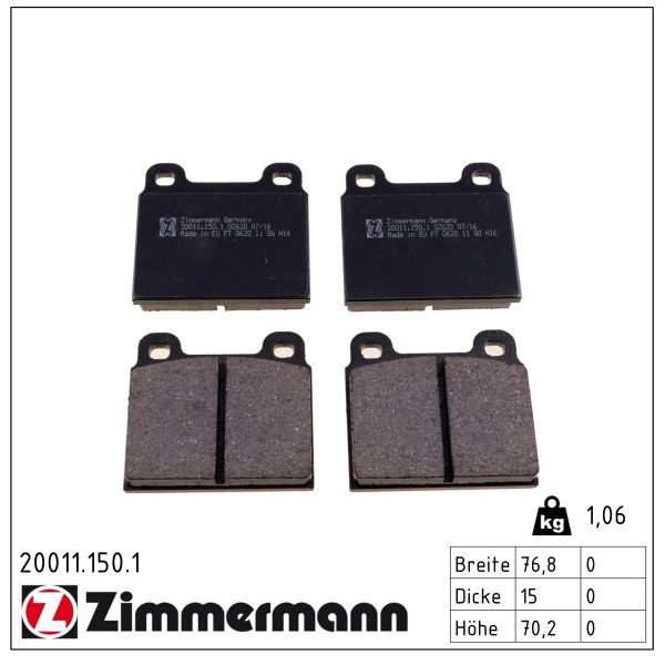 ZIMMERMANN 20011.150.1 Brake pad set, disc brake